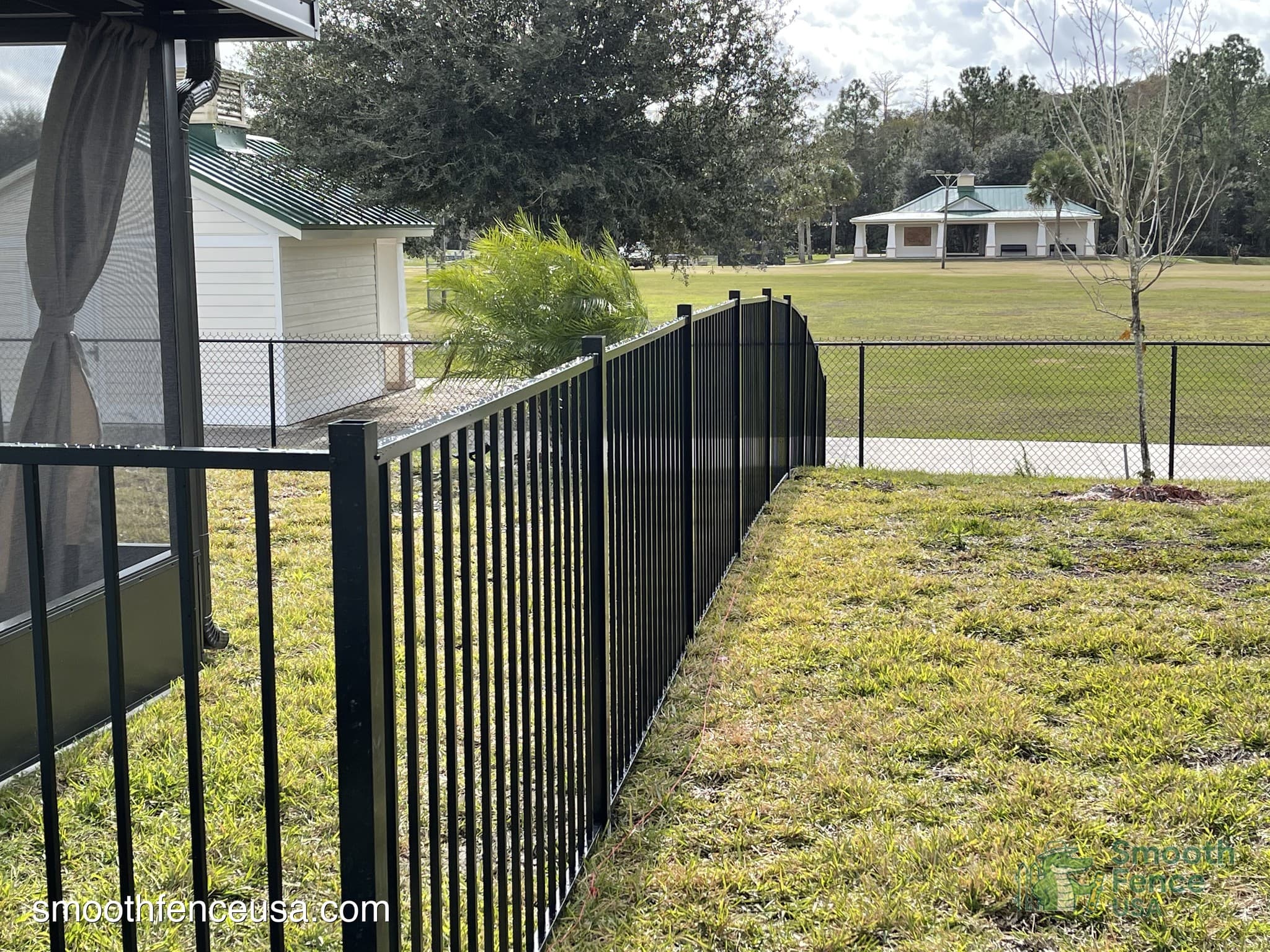 Black Aluminum Fence Installation